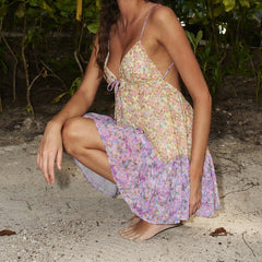 Printed Tie Up Mini Cami Dress