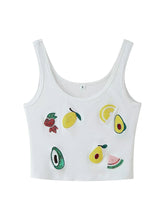 Patchwork Sequins White Tank Top