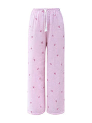 Chic High-Waist Striped Lounge Pants - Elastic Drawstring Detail