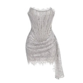 Lace Corset Draped Mini Dress