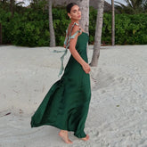Frill Strap Satin Midi Dress