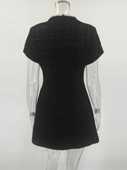 Tweed Solid Beaded Seam Mini Dress