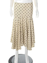 Beige Polka Dot Frill Midi Skirt