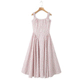 Floral Print Square Neck Strap Flare Midi Dress