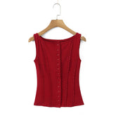 Rib Buttoned Tank Top