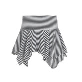 Grey Striped Asymmetric Mini Skirt