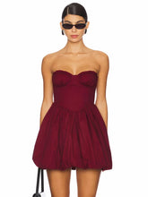 Red Strapless Ruffles Mini Ball Dress