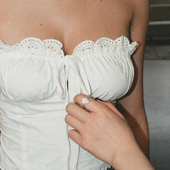 Tube White Eyelet Design Crop Top