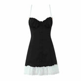 Lace Bustier Patchwork Cami Lace Up Mini Dress