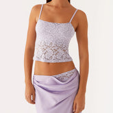 Purple Lace See-through Strappy Top