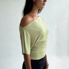 Asymmetrical One Shoulder Short Sleeve Top