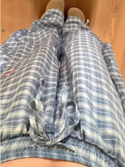 Blue Plaid High Waist Wide Leg Baggy Sweatpants
