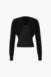 Fuzzy Cropped Shrug And Knit Cami Top Set