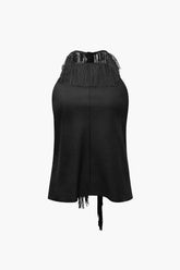 Linen Fringe Halter Top