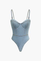 Denim Strap Bustier Bodysuit