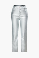 Metallic Pocket Skinny Leg Pants