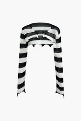 Contrast Strip Pin Crop Knit Top