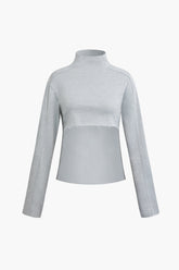 Frayed Hem Mock Neck Sweatshirt