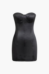 Lace-Up Strapless Bustier Mini Dress