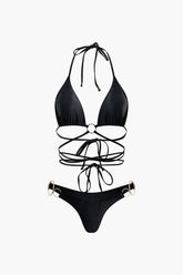 Ring Detail Halter Bikini Set