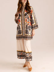 Contrast Trims Vintage - Inspired Floral Printed Co-ord Set