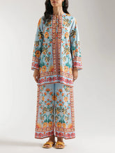 Exquisite Charming Pastel Blue Floral Print Two-piece Set