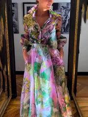 Elegant And Mature Floral Print Maxi Skirt