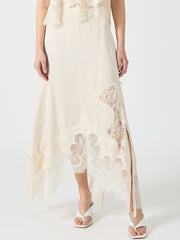 Exquisite Lace Patchwork Skirt-White