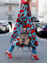 Women's Coats Fashion Print Lapel Long Sleeve Long Coats