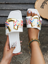 Metal U-Pattern Square Toe Slippers