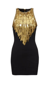 SEQUIN BANDAGE MINI DRESS IN BLACK
