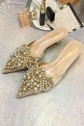 Pearl High Heel Mules Pumps