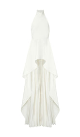 BANDAGE HALTER IRREGULAR MAXI DRESS IN WHITE