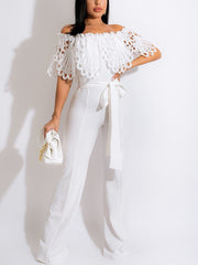 Off Shoulder Hollow Out Jumpsuit