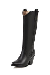 Pointed Toe Chunky Heel Boots