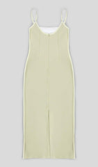 BANDAGE BACKLESS MIDI DRESS IN BUFF