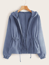 Plus Zip Up Drawstring Hooded Coat