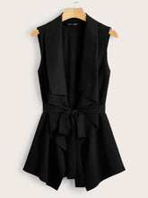 Draped Collar Self Belted Vest