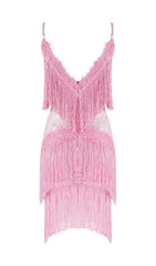 TASSEL LACE MINI DRESS IN PINK