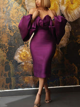 Lantern Sleeve Evening Dress