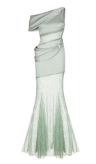ONE SHOULDER LACE MAXI DRESS