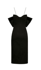 BOW SUSPENDER DRESS IN BLACK