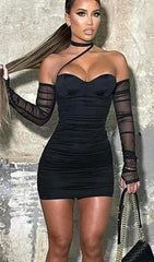 CORSET MINI DRESS IN BLACK