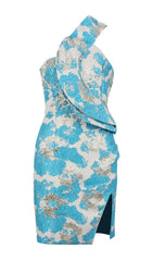 PRINT MIDI DRESS IN BLUE