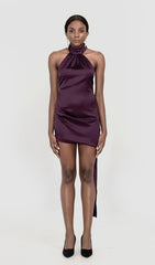 WRAP NECK DRESS IN NIGHT SHADE