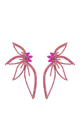 CRYSTAL FLOWER EARRINGS IN PINK