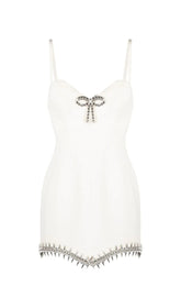 BANDAGE DIAMOND STRAPPY MINI DRESS IN WHITE