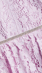 CORD LACE TIERED MIDI DRESS IN PINK