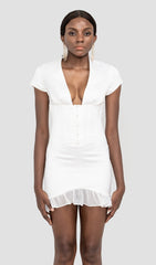 BODYCON V NECK MINI DRESS IN WHITE