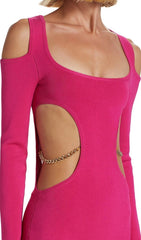 LONG SLEEVES CUT OUT MINI DRESS IN PINK